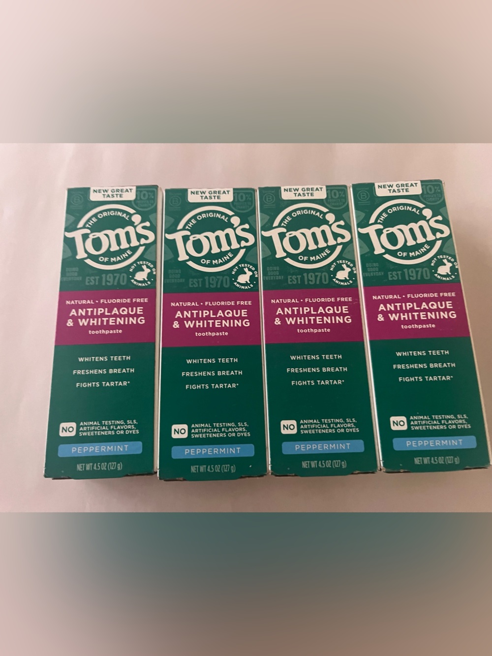 Toms of Maine Antiplaque & Whitening Toothpaste Peppermint 4 Pack